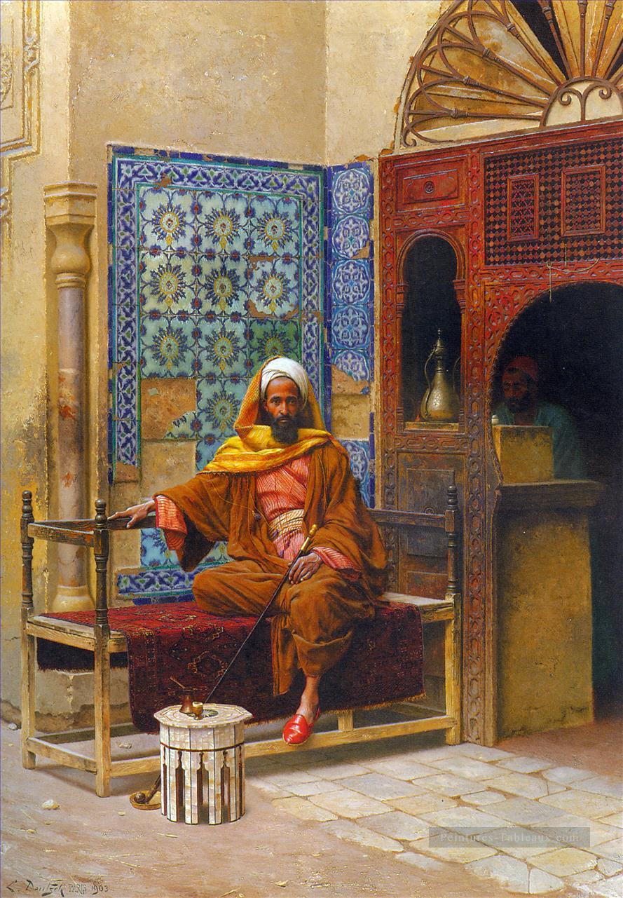 Le fumeur Ludwig Deutsch Orientalism Araber Peintures à l'huile